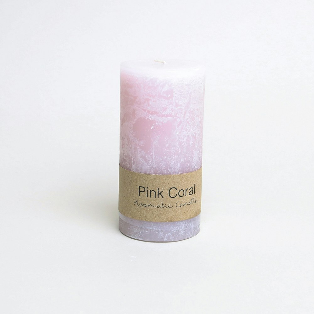 Small Pink Coral Aromatic Pillar Candle by Dassie Artisan
