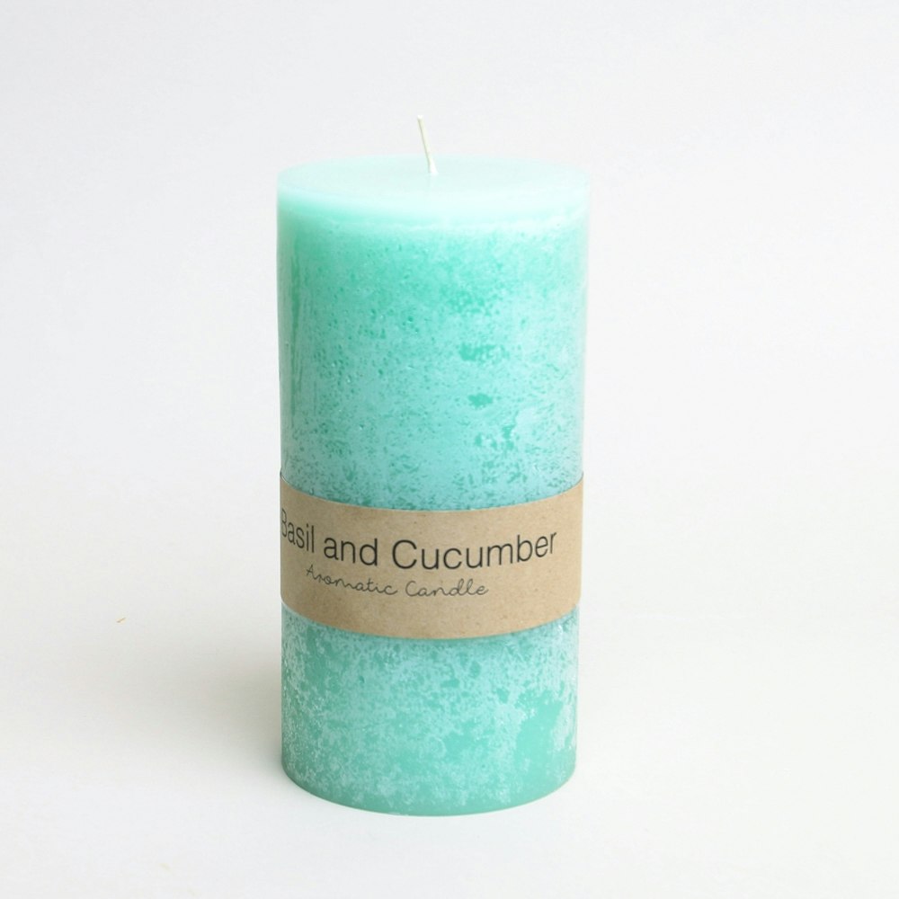 Large Basil Cucumber Aromatic Pillar Candle by Dassie Artisan