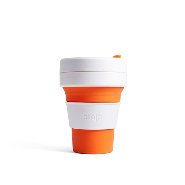 Orange 12 Oz Collapsible Reusable Pocket Cup by Stojo