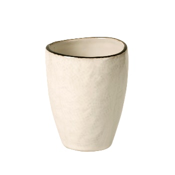 Small Cream Ceramic Pot with Black Rim by Broste Copenhagen