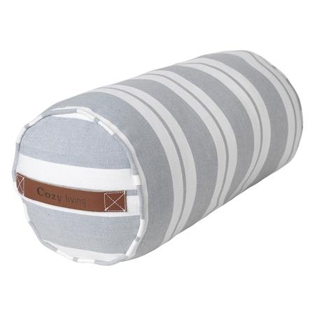 Blue Grey Stripe Cotton Bolster Cushion by Cozy Living