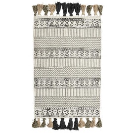 Medium Graphic Canvas Carpet with Fringes by CollardManson