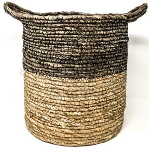 Large Two Tone Black And Natural Basket by Wikholm Form