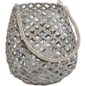 Medium Grey Wash Woven Lantern by Light & Living