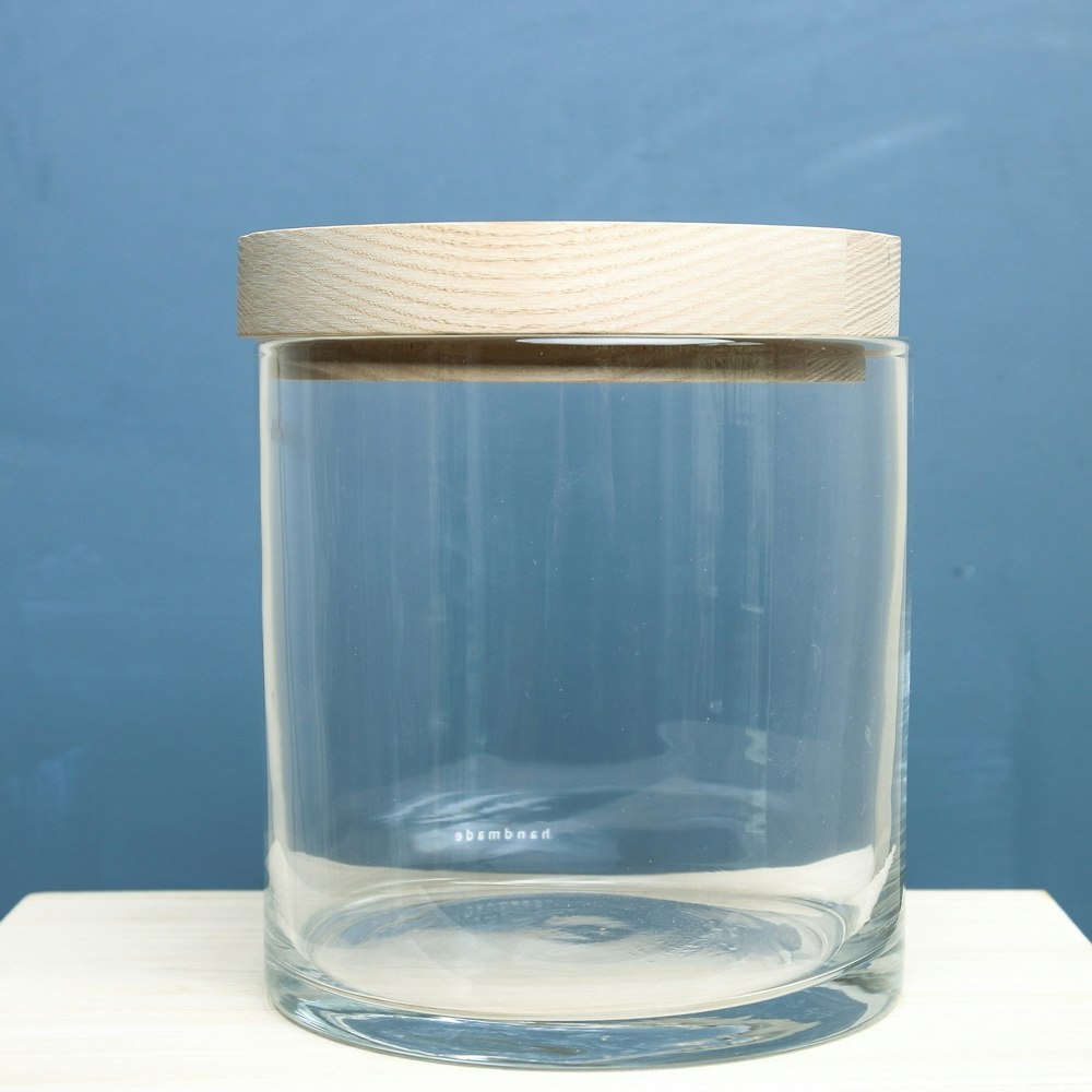 Large Glass Storage Jar With Ash Lid by