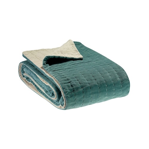 Vert De Gris Vivaraise Elise Velvet Quilt by Vivaraise