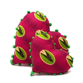 Red Swallow Motif Tanzanian Wax Cotton Heart Cushion by Artisans & Adventurers