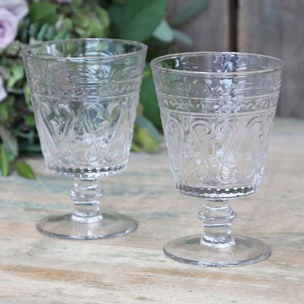 Antoinette Embossed Wine Glass by Chic Antique