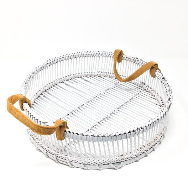 Small White Bamboo Tray by Dassie Artisan