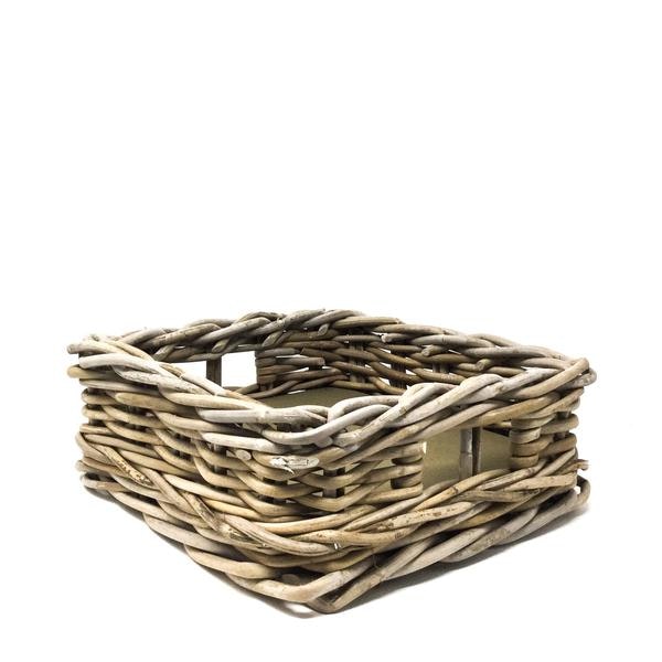 X Small Grey Square Rattan Tray by TOBS