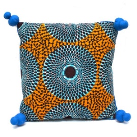 Blue Eye Moyo Tanzanian Wax Cotton Cushion Cover by Artisans & Adventurers