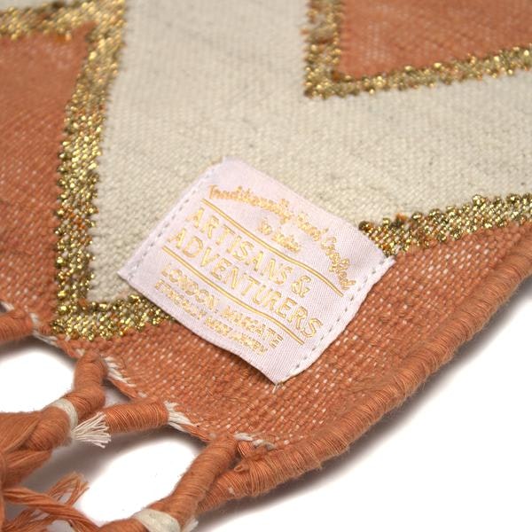 150 Cm X 240 Cm Peach Indian Woven Zig Zag Rug by Artisans & Adventurers