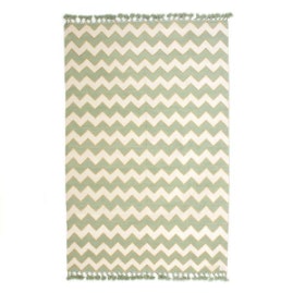 150 Cm X 240 Cm Mint Indian Woven Zig Zag Rug by Artisans & Adventurers