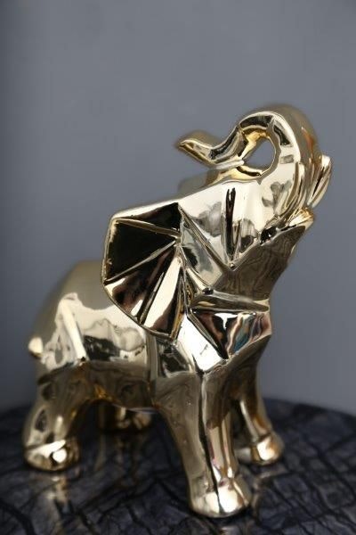 Small Gold Geometric Ceramic Elephant Ornament by