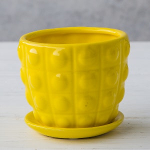 Yellow Small Ceramic Bobble Pot by Chive