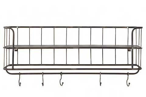 Wall Shelf Metal With Hooks by CollardManson