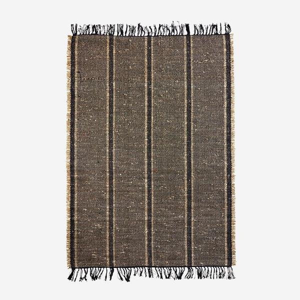 Large Black Cotton Seagrass Rug by Madam Stoltz