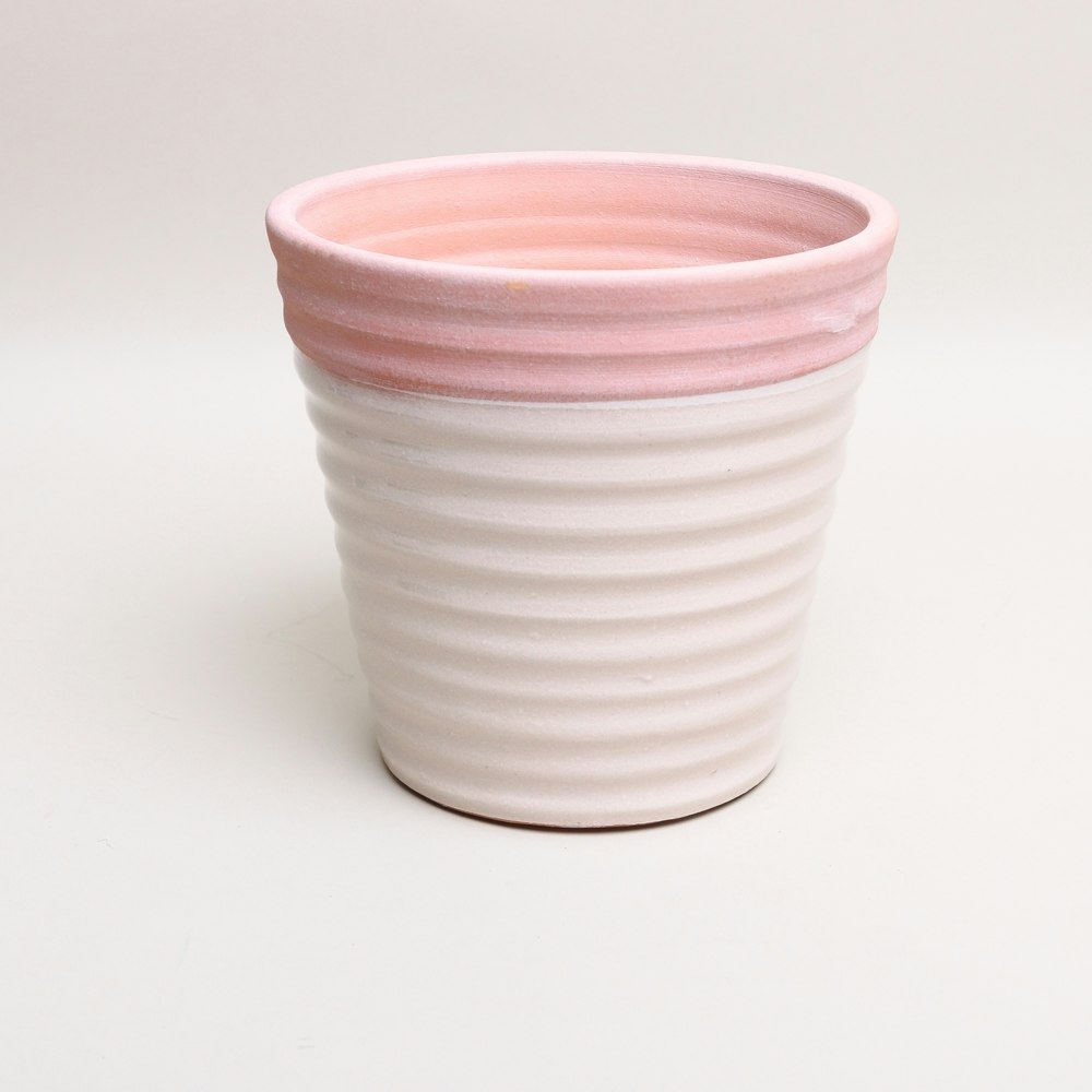 Small Ribbed Terracotta Planter by