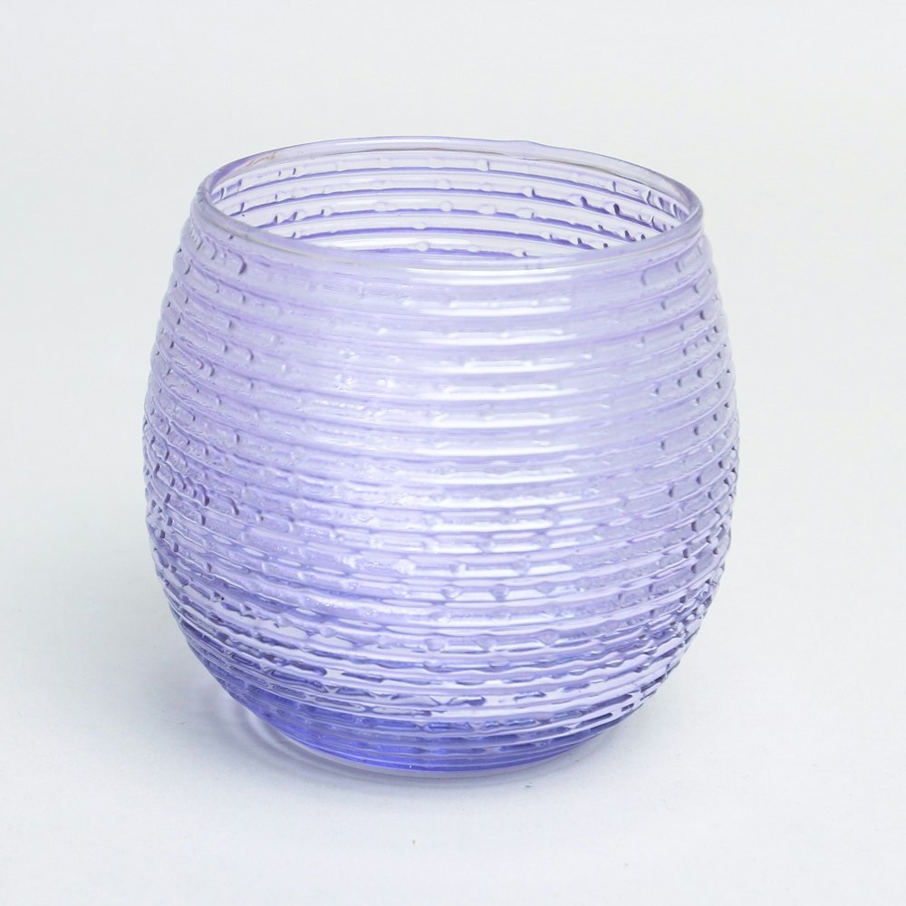 Lavender Glass Ribbed Tealight Holder by
