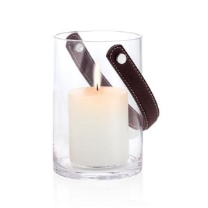 Glass Lantern With Leather Handle by Blomus