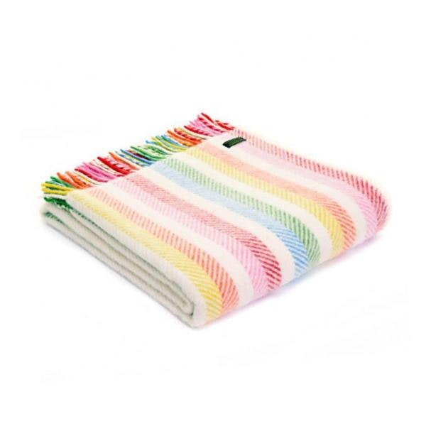 Grey Rainbow Stripe Pure New Wool Throw by Tweedmill