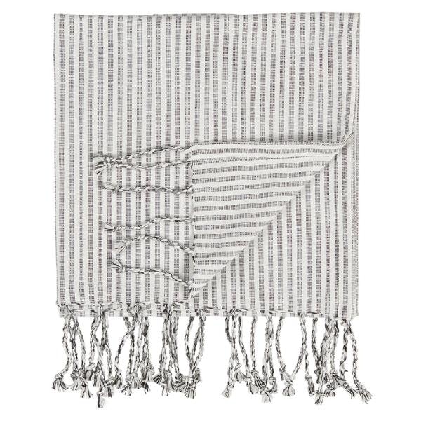 Grey And White Striped Cotton Hand Towel by Ib Laursen