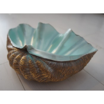 Aqua & Gold Sea Shell Bowl by