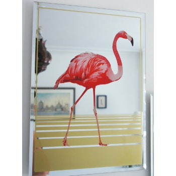 Flamingo Print Mirror by