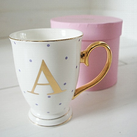 Gold & Polka Dot Alphabet Mug by Bombay Duck
