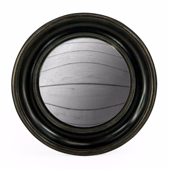 Black Deep Framed Large Convex Mirror by White Mint
