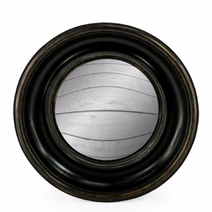 Black Deep Framed Medium Convex Mirror by White Mint