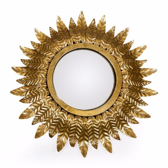 Small Gold Leaf Sun Mirror by