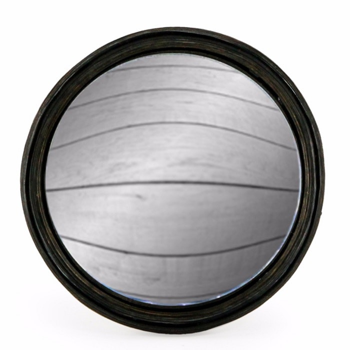 Black Thin Framed Large Convex Mirror by White Mint