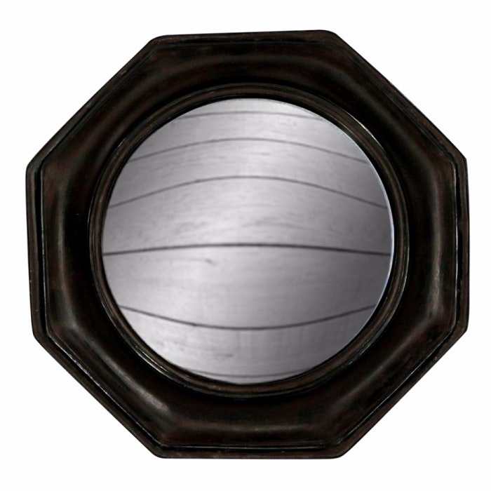 Black Octagonal Framed Convex Mirror by White Mint