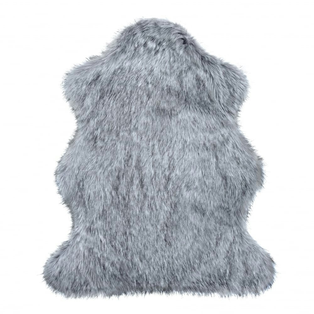 Small Silver Luxury Faux Fur Skin Throw by Helen Moore