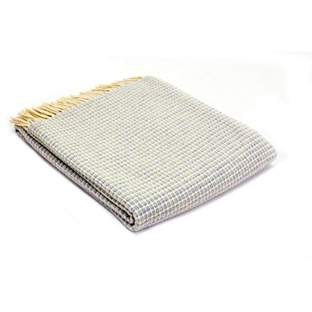 Duck Egg Merino Reversible Lattice Weave Throw by Tweedmill