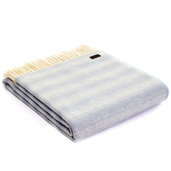 Duck Egg Pure New Wool Chevron Throw by Tweedmill