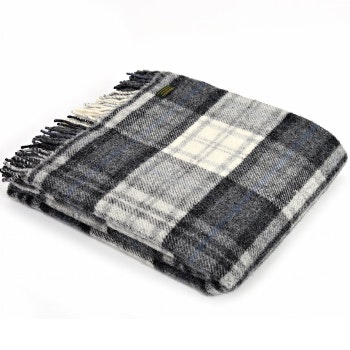 Grey Cottage Check Pure New Wool Throw 150cm x 183cm by Tweedmill