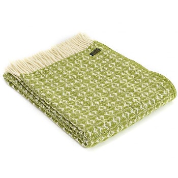 Cosy Green Pure New Wool Cobweave Throw by Tweedmill