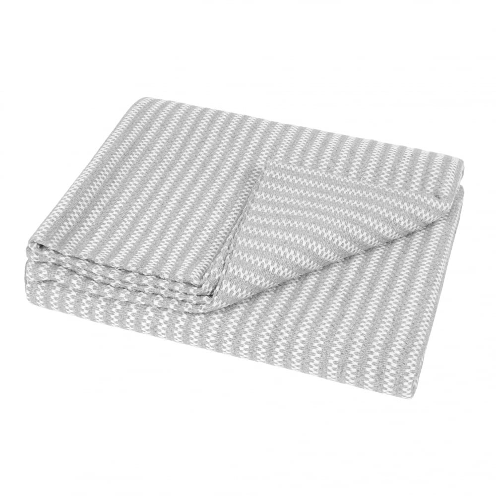 Grey Stripe Revival Recycled Cotton Throw by Helen Moore