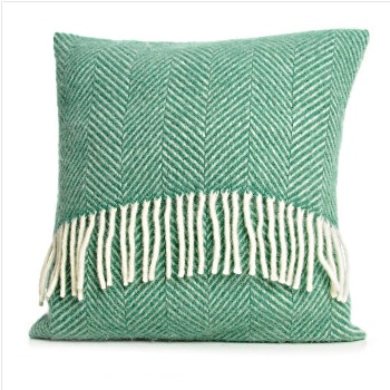 Sea Green Pure New Wool Fishbone Cushion by Tweedmill