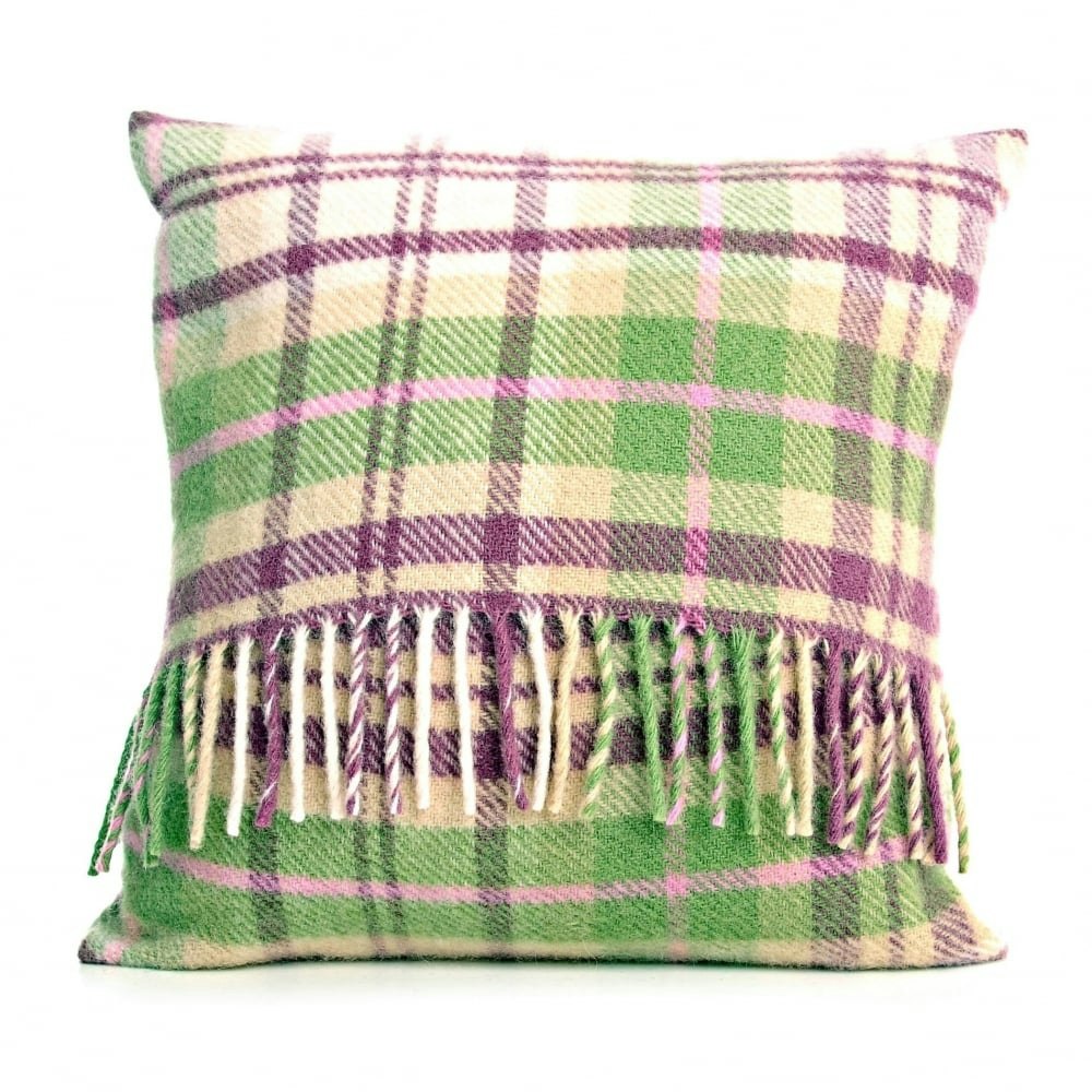 Cottage Pink Pure New Wool Check Cushion by Tweedmill