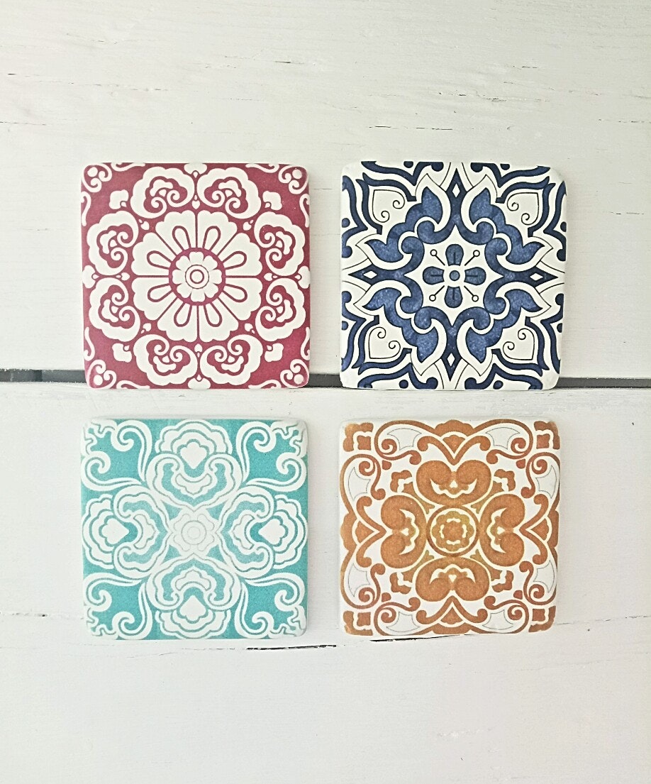 Bright Tile Style Coasters by