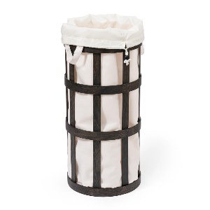 Dark Oak & Soft White Cage Laundry Basket by Wireworks