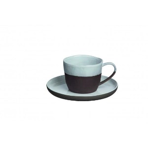 White Volcan Primitif Mix Porcelain Cup And Saucer by Pomax