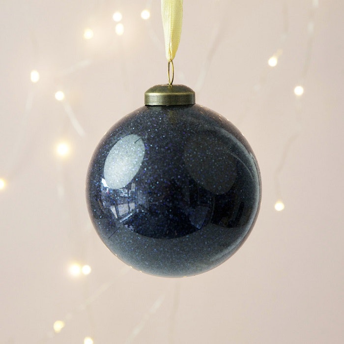 Navy Glitter Glass Bauble by Lisa Angel
