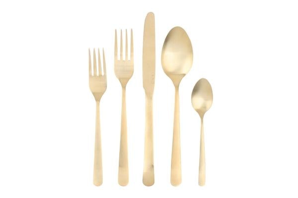 Oslo Cutlery Set In Matte Gold 20 Pc Gift Set by Canvas Home