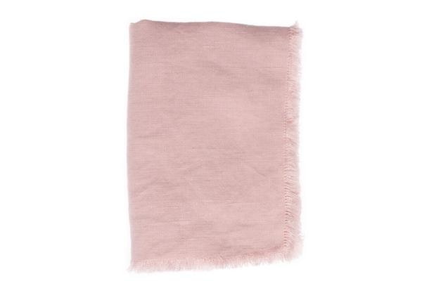 Pink Lithuanian Linen Fringe Table Cloth by Canvas Home
