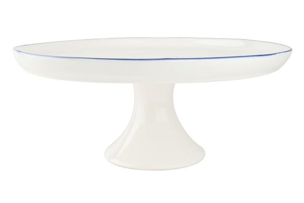 Abbesses Cake Stand With Blue Rim by Canvas Home