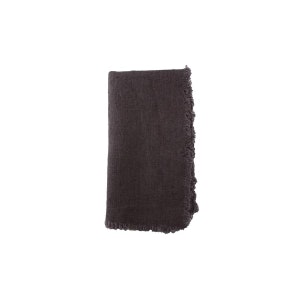 Set Of 4 Dove Lithuanian Linen Fringe Napkin by Canvas Home